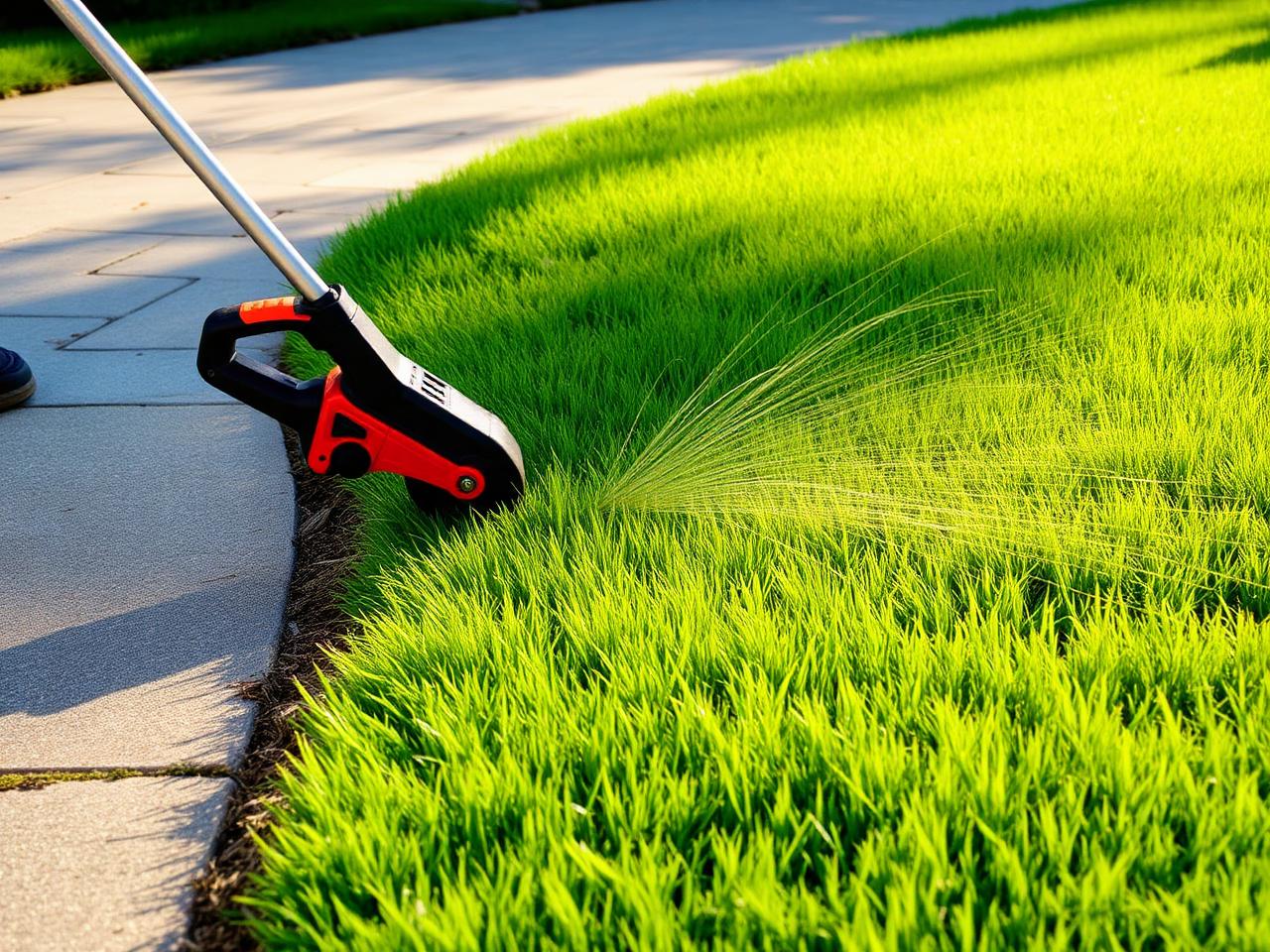 Edge trimming along walkway